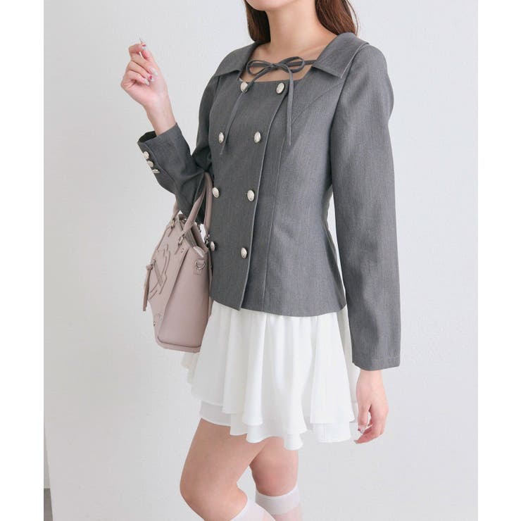 チャコール | 【OLIVE des OLIVE】異素材ドッキングワンピース | NICE CLAUP / OLIVE des OLIVE　OUTLET