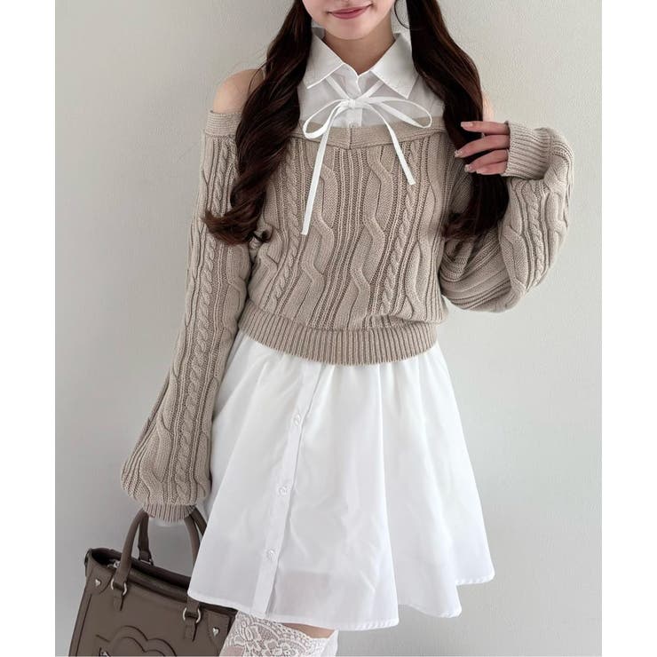 【OLIVE des OLIVE】肩あきドッキングワンピ | NICE CLAUP / OLIVE des OLIVE　OUTLET | 詳細画像1 