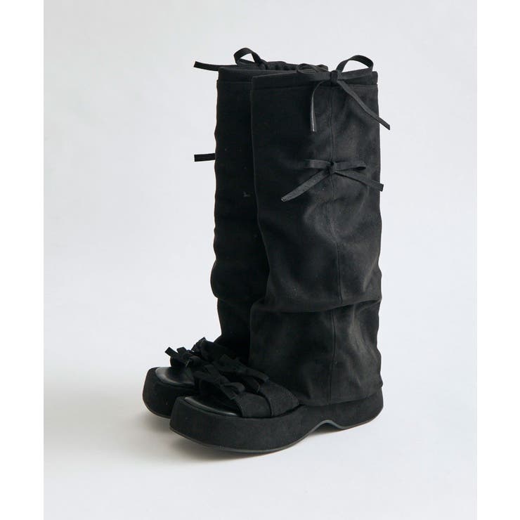 ブラック | 【OLIVE des OLIVE】【取り外し可能】カバー付きリボンサンダル | NICE CLAUP / OLIVE des OLIVE　OUTLET
