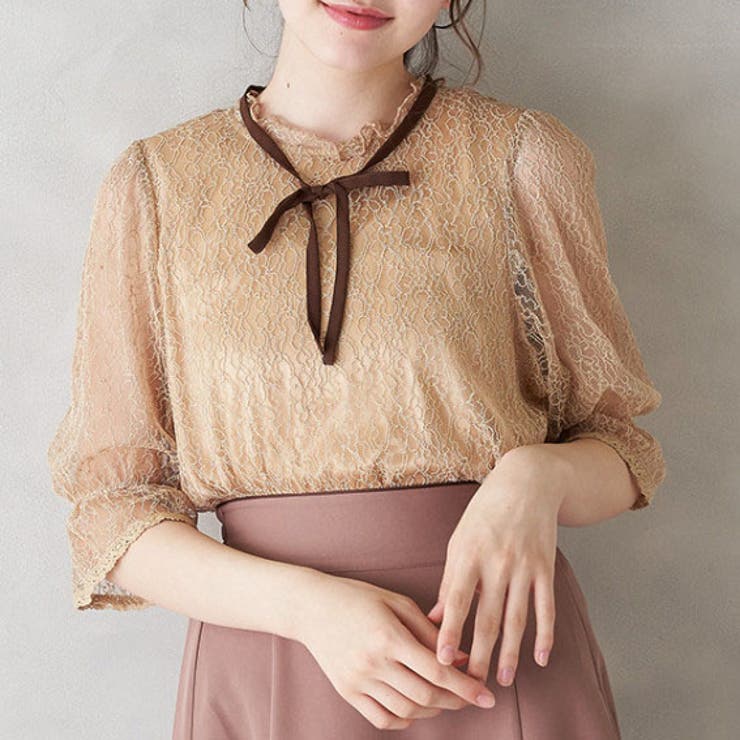 リボンタイ付レース半袖ブラウス 品番 Olow Olive Des Olive Outlet オリーブデオリーブアウトレット のレディースファッション通販 Shoplist ショップリスト