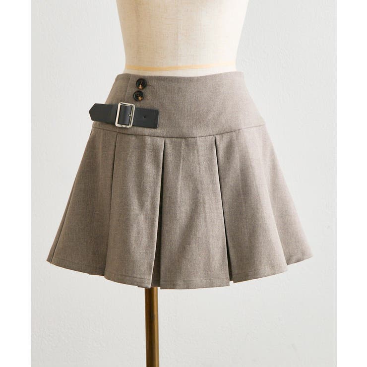 【Belle Charme】Side Belt Plests Skirt | NICE CLAUP / OLIVE des OLIVE　OUTLET | 詳細画像1 