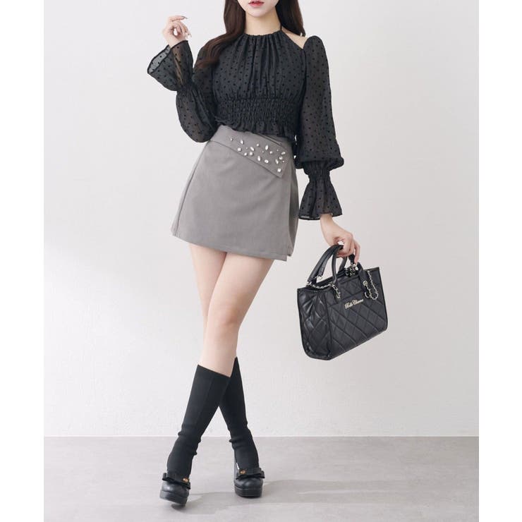 グレー | 【Belle Charme】ビジューボックスミニスカート | NICE CLAUP / OLIVE des OLIVE　OUTLET