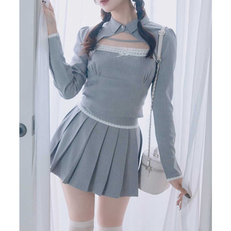 【Belle Charme】レースプリーツミニスカート | NICE CLAUP / OLIVE des OLIVE　OUTLET | 詳細画像1 