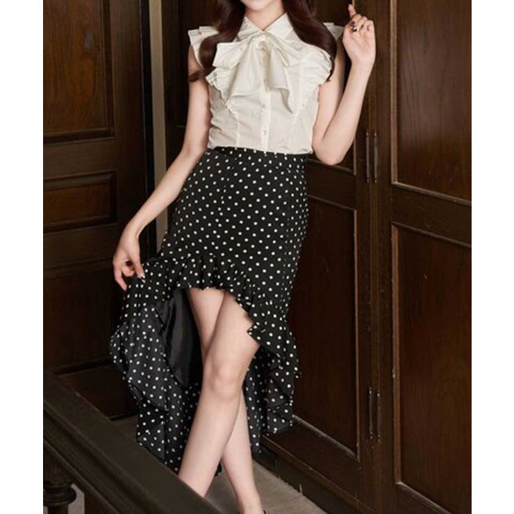 【Belle Charme】アシンメトリーフリルスカート | NICE CLAUP / OLIVE des OLIVE　OUTLET | 詳細画像1 