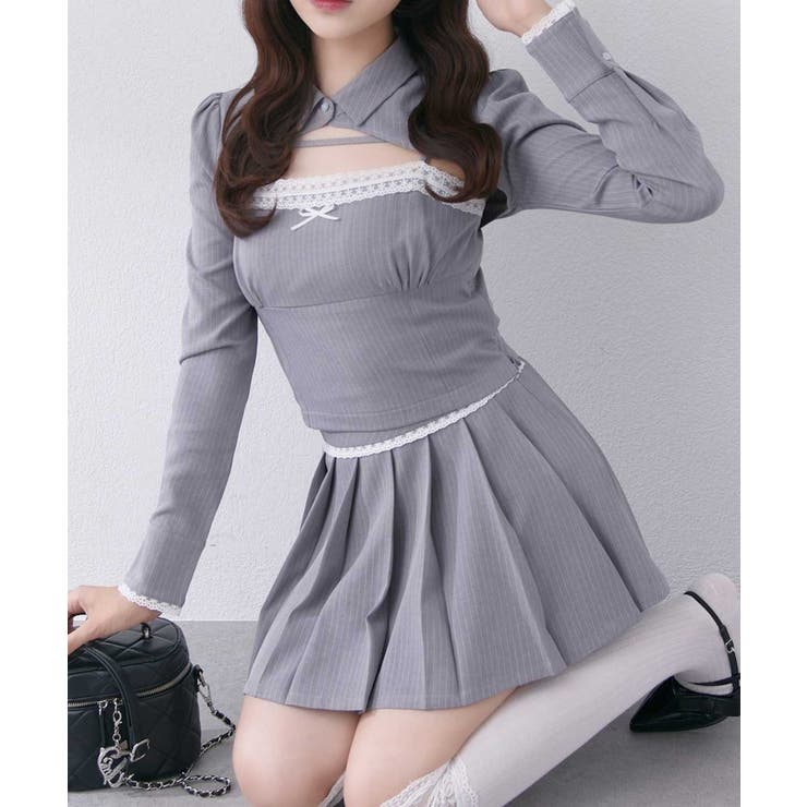 Lグレー | 【Belle Charme】シャツビスチェセット | NICE CLAUP / OLIVE des OLIVE　OUTLET