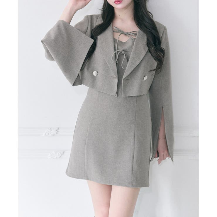 グレージュ | 【Belle Charme】Sleeve Slit | NICE CLAUP / OLIVE des OLIVE　OUTLET