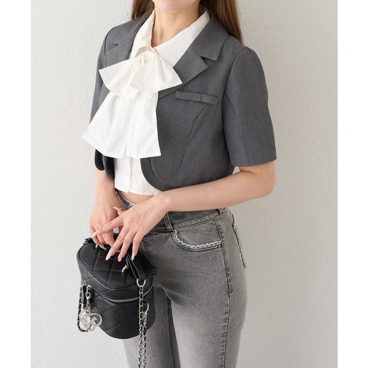 【Belle Charme】ミニリボンショートスリーブジャケット | NICE CLAUP / OLIVE des OLIVE　OUTLET | 詳細画像5 