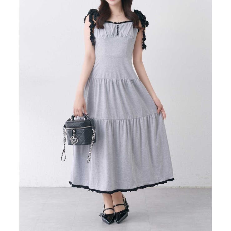トップグレー | 【Belle Charme】ソフトフリルキャミロングワンピ | NICE CLAUP / OLIVE des OLIVE　OUTLET