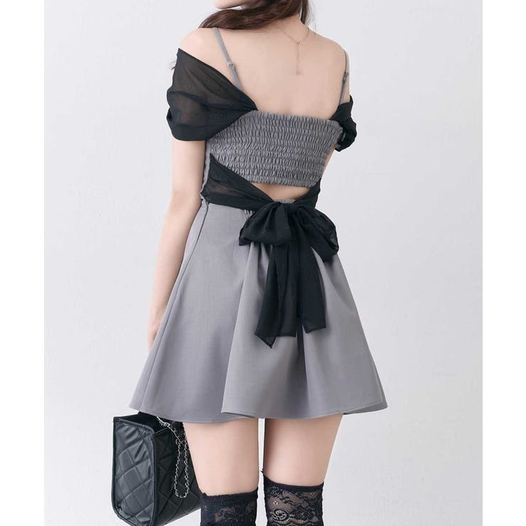 グレー | 【Belle Charme】バックリボンフレアキャミワンピース | NICE CLAUP / OLIVE des OLIVE　OUTLET