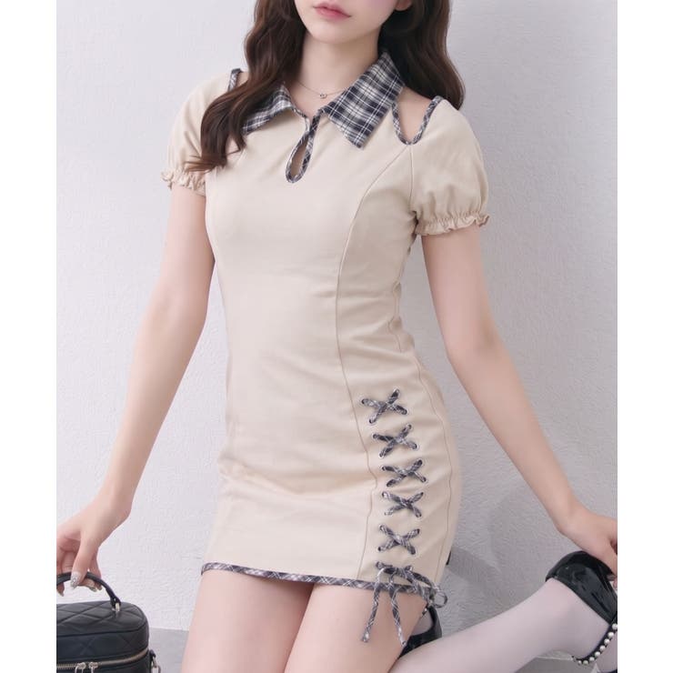 【Belle Charme】レースアップポロミニワンピース | NICE CLAUP / OLIVE des OLIVE　OUTLET | 詳細画像21 
