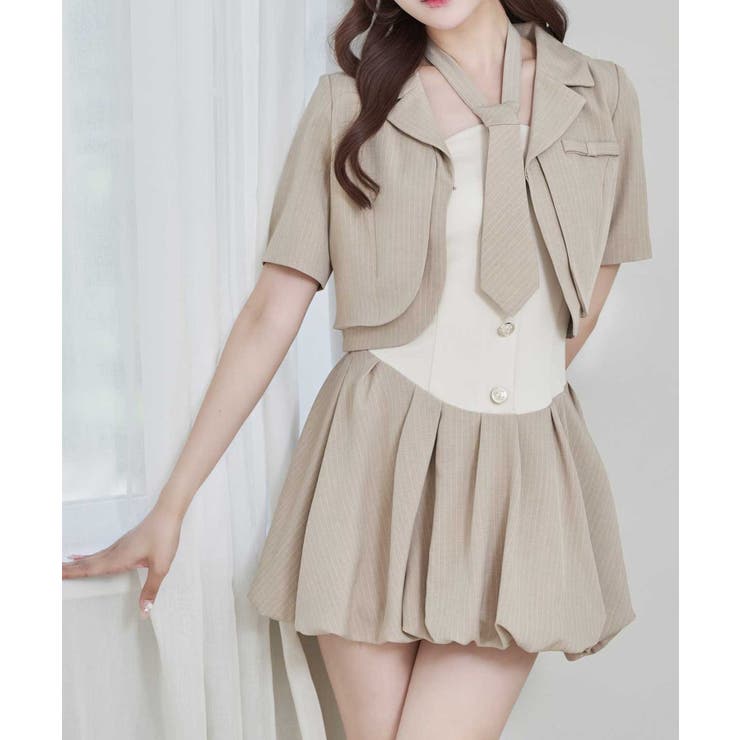 【Belle Charme】ベアトップワンピース&タイセット | NICE CLAUP / OLIVE des OLIVE　OUTLET | 詳細画像2 