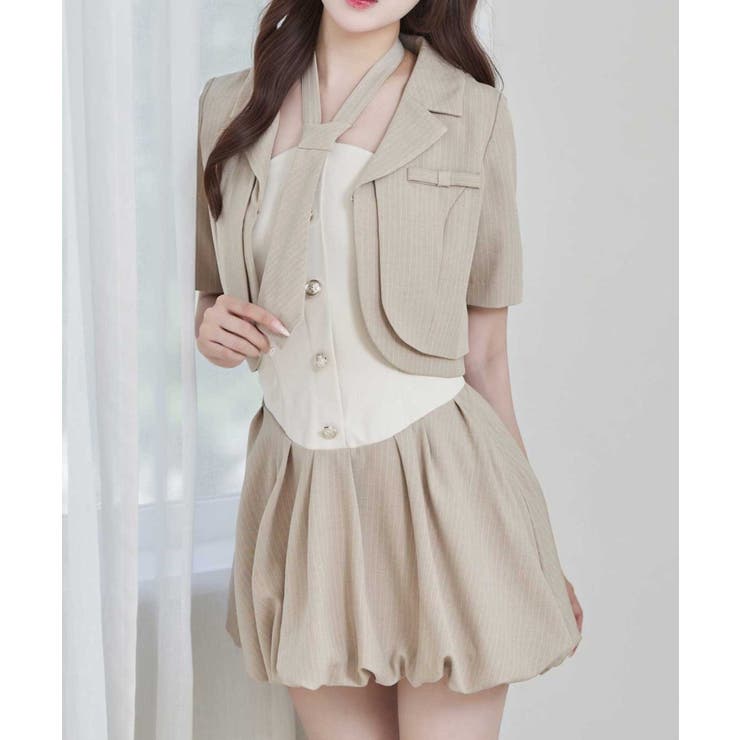 ベージュ | 【Belle Charme】ベアトップワンピース&タイセット | NICE CLAUP / OLIVE des OLIVE　OUTLET