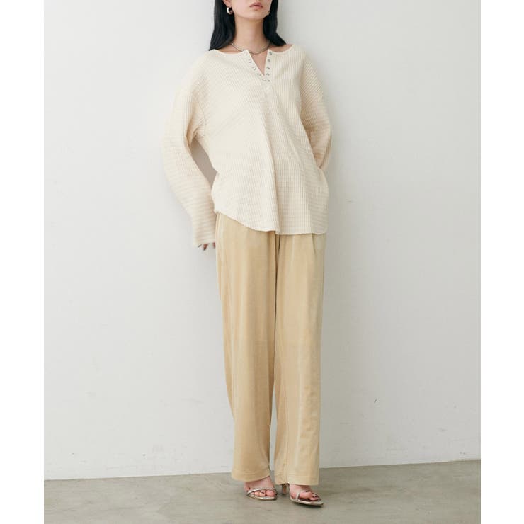 【LARUTA】サイドライン切替ベロアパンツ | NICE CLAUP / OLIVE des OLIVE　OUTLET | 詳細画像7 