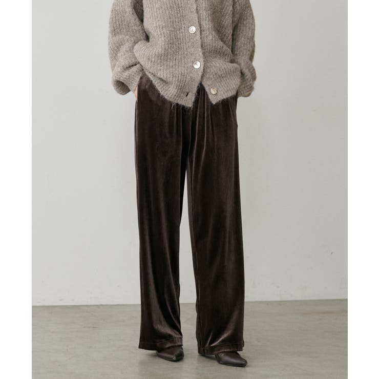 ブラウン | 【LARUTA】サイドライン切替ベロアパンツ | NICE CLAUP / OLIVE des OLIVE　OUTLET