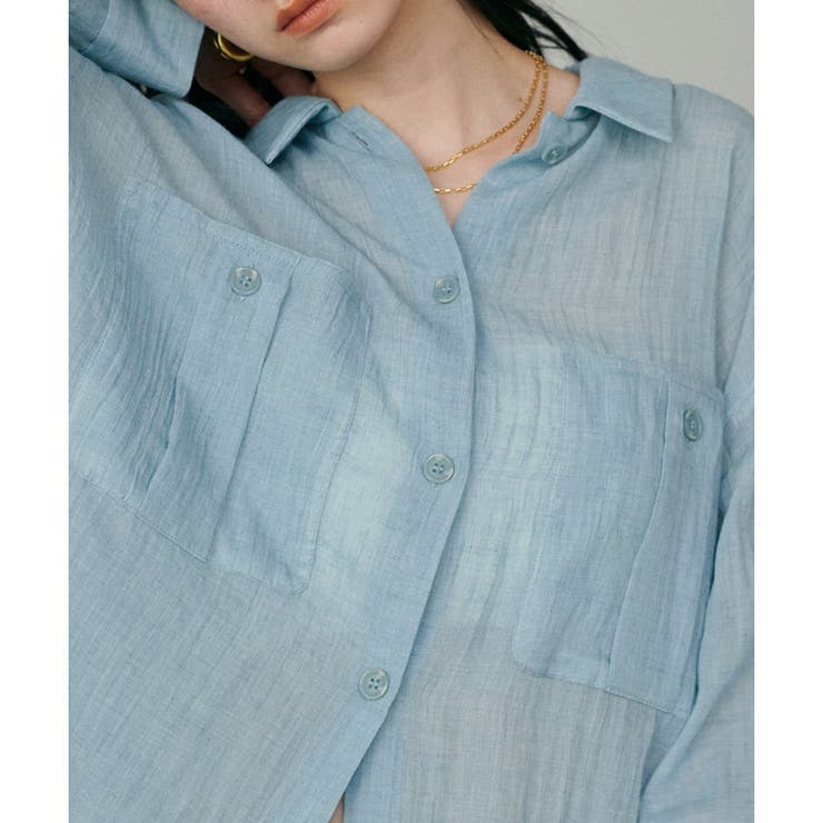 サックス | 【LARUTA】シアーサファリポケット付きシャツ | NICE CLAUP / OLIVE des OLIVE　OUTLET