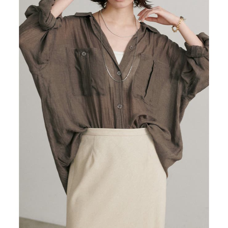 ブラウン | 【LARUTA】シアーサファリポケット付きシャツ | NICE CLAUP / OLIVE des OLIVE　OUTLET