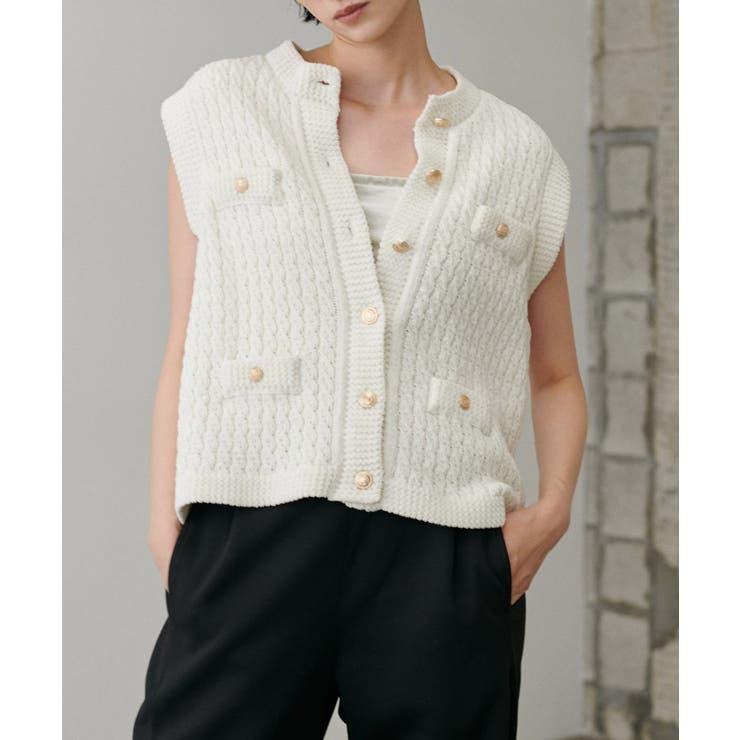 【LARUTA】モールクルーニットベスト | NICE CLAUP / OLIVE des OLIVE　OUTLET | 詳細画像4 