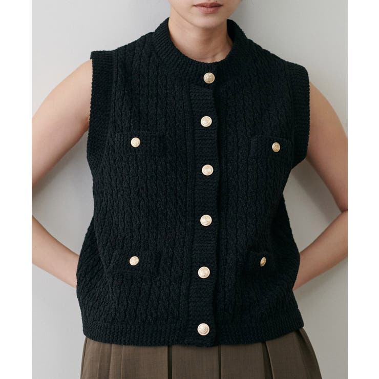 ブラック | 【LARUTA】モールクルーニットベスト | NICE CLAUP / OLIVE des OLIVE　OUTLET