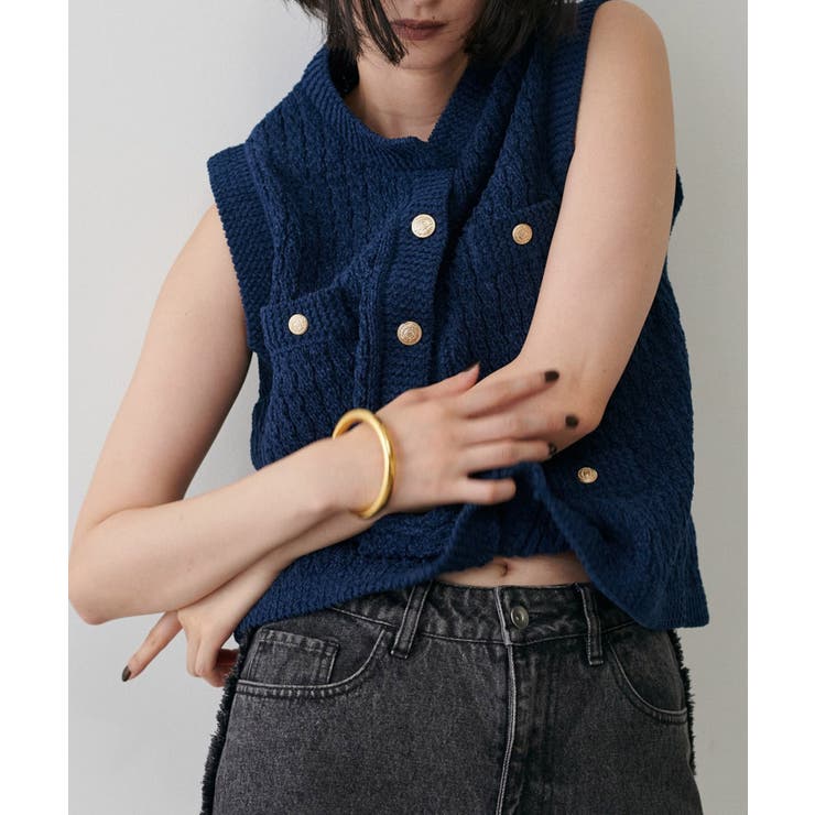 ネイビー | 【LARUTA】モールクルーニットベスト | NICE CLAUP / OLIVE des OLIVE　OUTLET