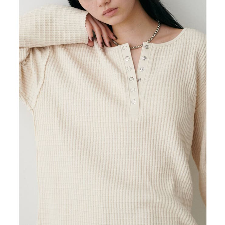 【LARUTA】長袖ワッフルカットソーTee | NICE CLAUP / OLIVE des OLIVE　OUTLET | 詳細画像3 