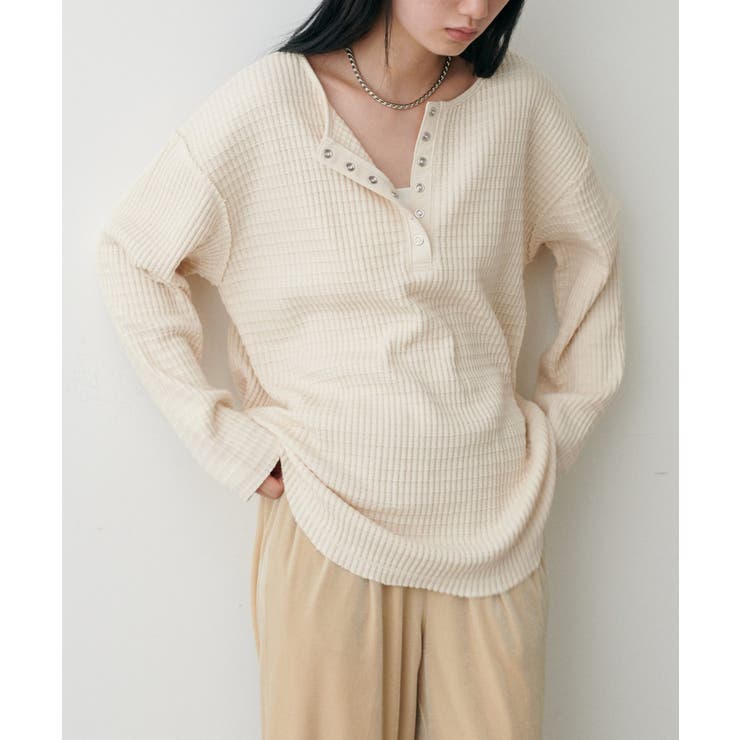 【LARUTA】長袖ワッフルカットソーTee | NICE CLAUP / OLIVE des OLIVE　OUTLET | 詳細画像4 