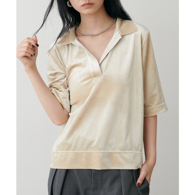 【LARUTA】ベロアポロシャツプルオーバー | NICE CLAUP / OLIVE des OLIVE　OUTLET | 詳細画像5 
