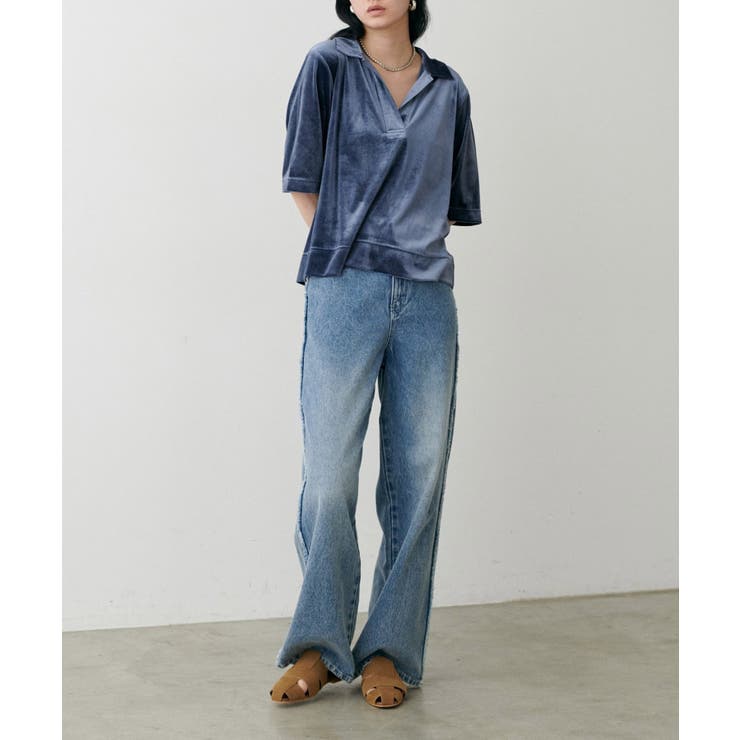 【LARUTA】ベロアポロシャツプルオーバー | NICE CLAUP / OLIVE des OLIVE　OUTLET | 詳細画像8 