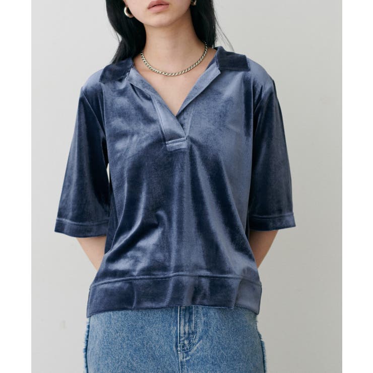 【LARUTA】ベロアポロシャツプルオーバー | NICE CLAUP / OLIVE des OLIVE　OUTLET | 詳細画像9 