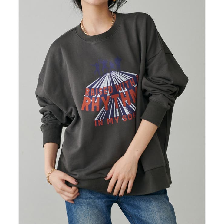 チャコール | 【LARUTA】グラフィックロゴ裏毛プルオーバー | NICE CLAUP / OLIVE des OLIVE　OUTLET