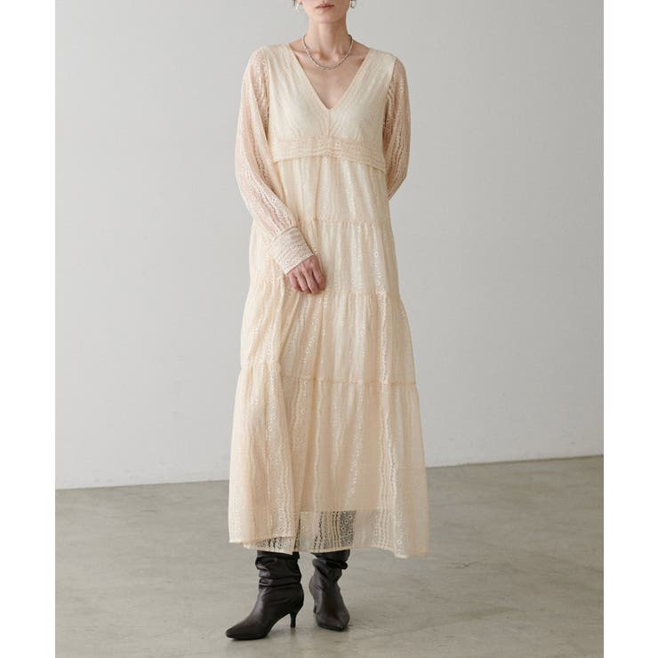 アイボリー | 【LARUTA】レース切替ロングワンピース | NICE CLAUP / OLIVE des OLIVE　OUTLET