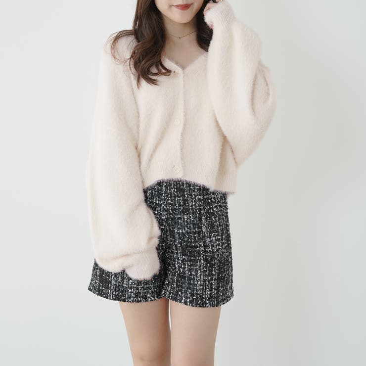 アイボリー | シャギーヤーンショート丈カーディガン | RMAF　NICE CLAUP / OLIVE des OLIVE