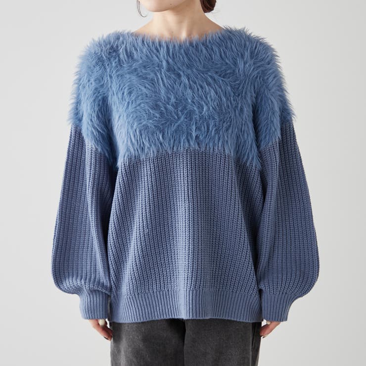 シャギー切替ニットプルオーバー[品番：NCLW0012000]｜NICE CLAUP