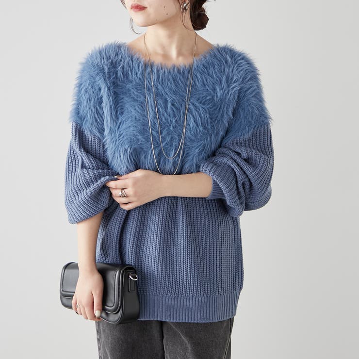 シャギー切替ニットプルオーバー[品番：NCLW0012000]｜NICE CLAUP