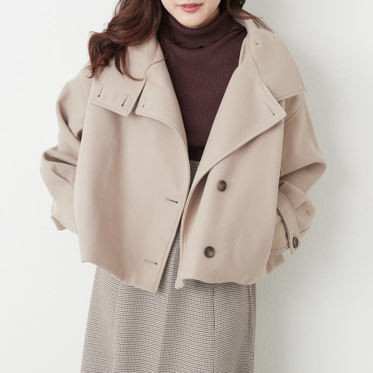 ニットモッサライトスタンドカラーショートジャケット[品番