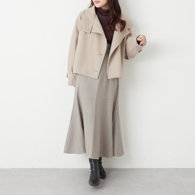 ニットモッサライトスタンドカラーショートジャケット[品番