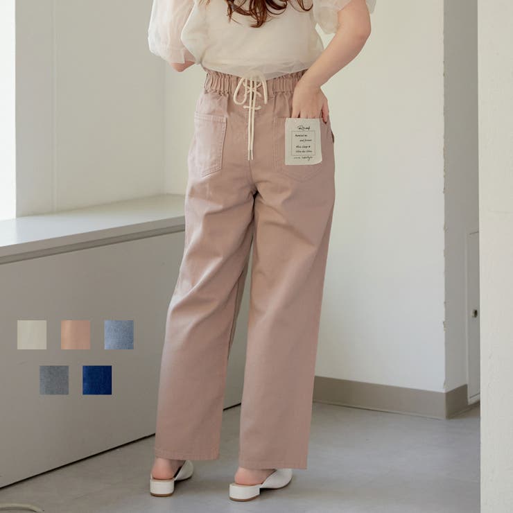 後ろ姿も可愛い！】後ウエストレースアップデニムパンツ[品番