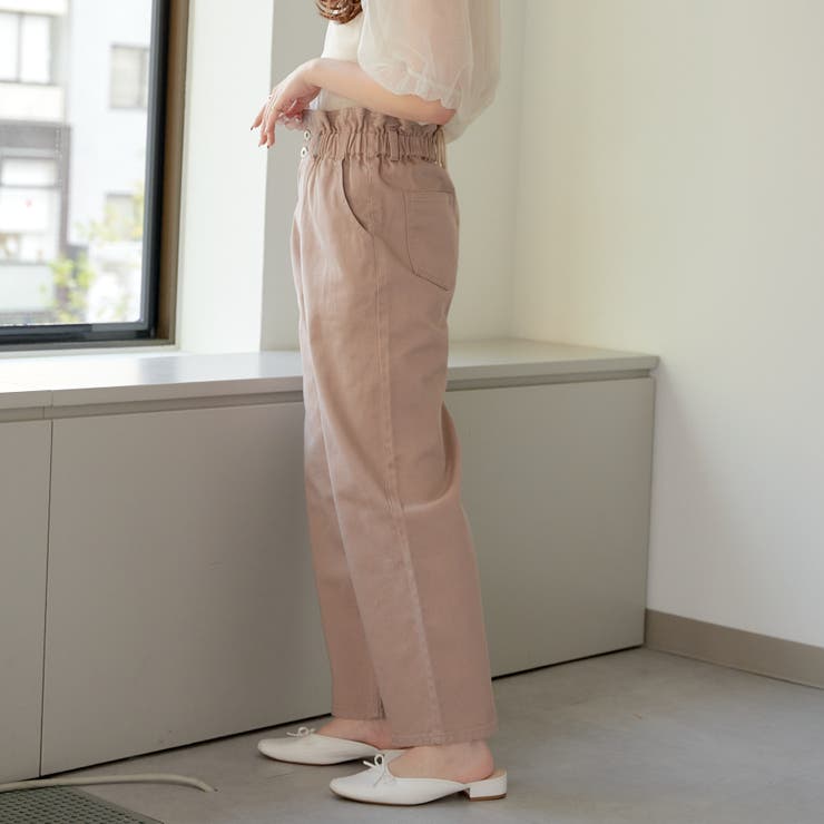 後ろ姿も可愛い！】後ウエストレースアップデニムパンツ[品番