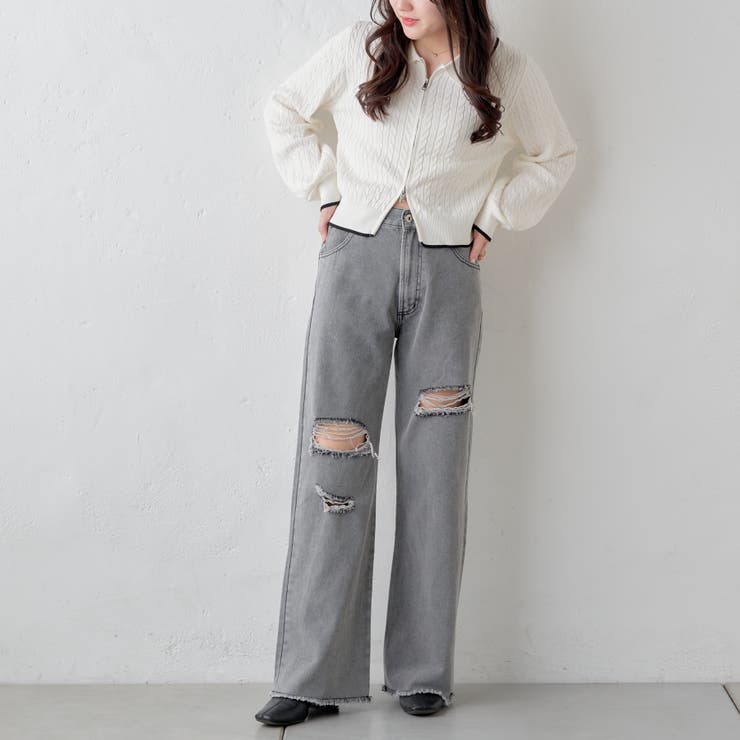 ダメージデニムパンツ[品番：OLOW0012349]｜RMAF NICE CLAUP / OLIVE