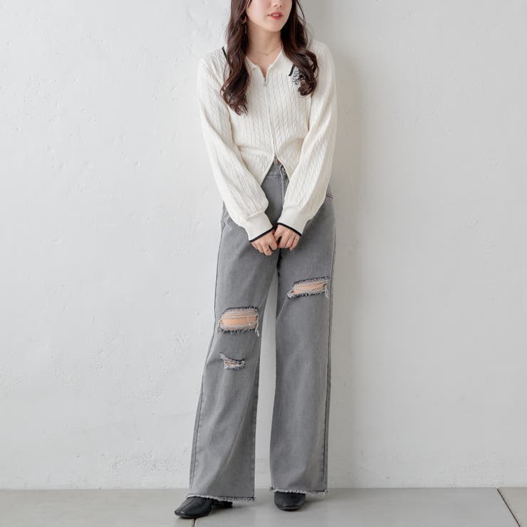ダメージデニムパンツ[品番：OLOW0012349]｜RMAF NICE CLAUP / OLIVE