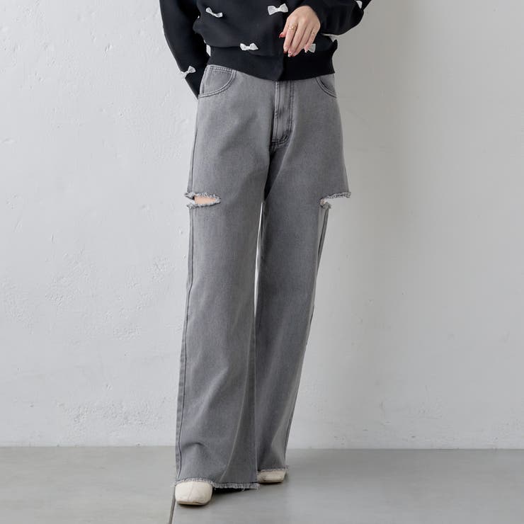 ダメージデニムパンツ[品番：OLOW0012349]｜RMAF NICE CLAUP / OLIVE