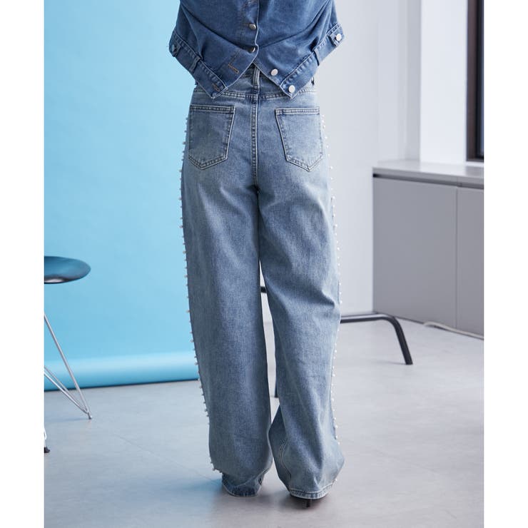 WEB限定】サイドパールデニム[品番：NCLW0012707]｜NICE CLAUP / OLIVE