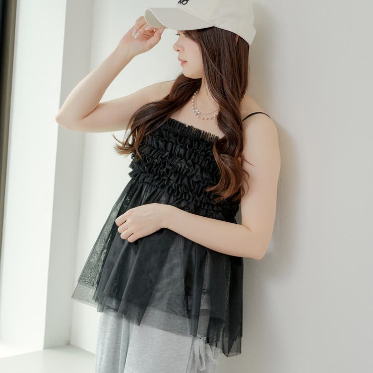 チュールフリルキャミ[品番：OLOW0012990]｜RMAF NICE CLAUP / OLIVE