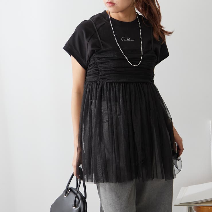 ブラック | ラメチュールチュニック | NICE CLAUP / OLIVE des OLIVE　OUTLET