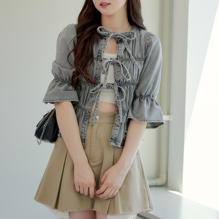 シャーリングブラウス5分袖[品番：OLOW0013131]｜RMAF NICE CLAUP