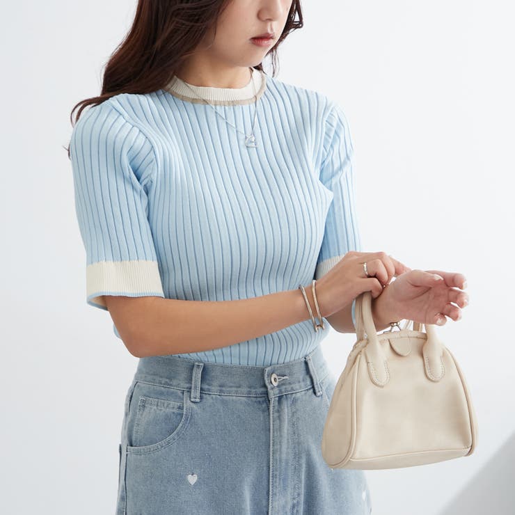 配色半袖リブニット[品番：OLOW0012665]｜RMAF NICE CLAUP / OLIVE des