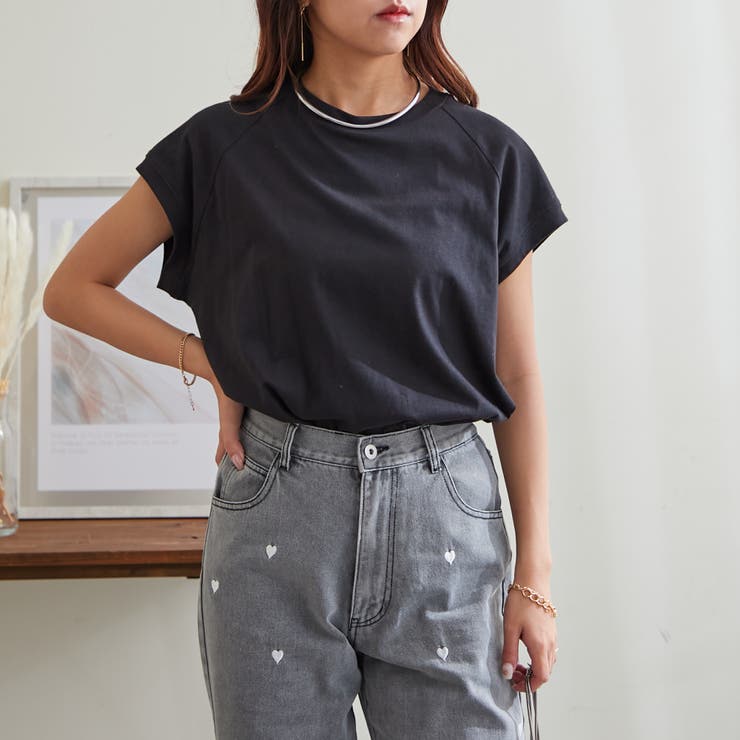 【コットン100％、サスティナブル】8色展開オーガニックコットンフレンチTシャツ | NICE CLAUP / OLIVE des OLIVE　OUTLET | 詳細画像12 