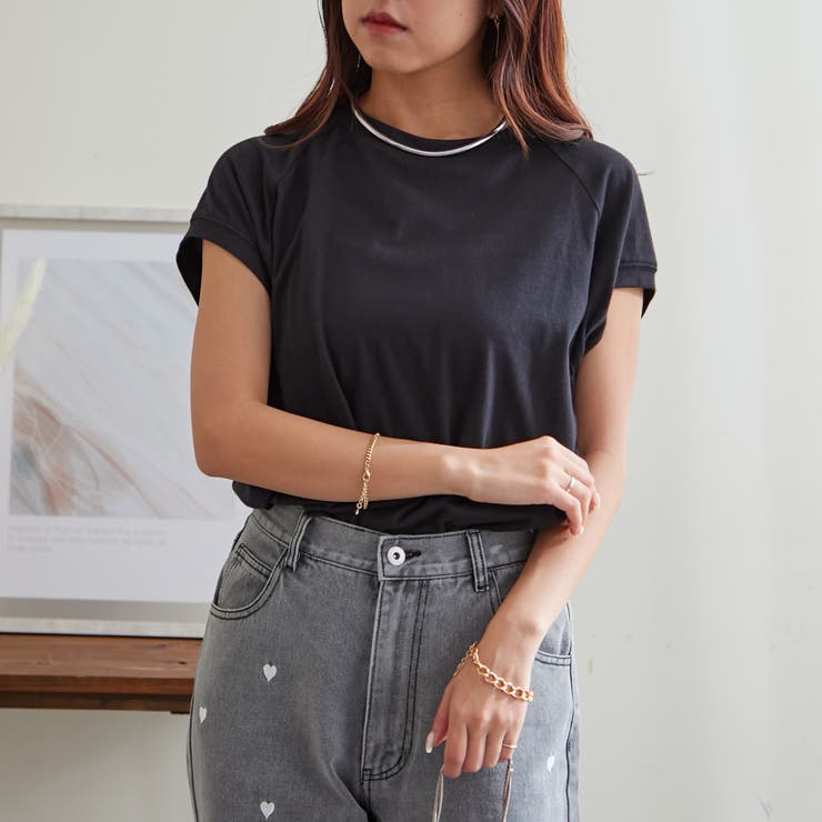 【コットン100％、サスティナブル】8色展開オーガニックコットンフレンチTシャツ | NICE CLAUP / OLIVE des OLIVE　OUTLET | 詳細画像13 