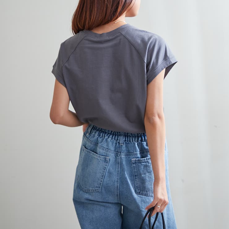 【コットン100％、サスティナブル】8色展開オーガニックコットンフレンチTシャツ | NICE CLAUP / OLIVE des OLIVE　OUTLET | 詳細画像34 