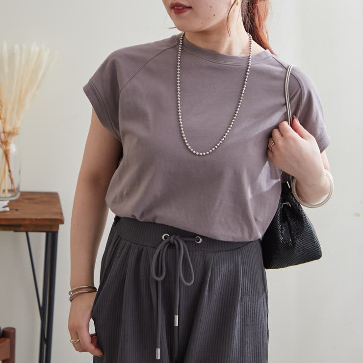 【コットン100％、サスティナブル】8色展開オーガニックコットンフレンチTシャツ | NICE CLAUP / OLIVE des OLIVE　OUTLET | 詳細画像43 