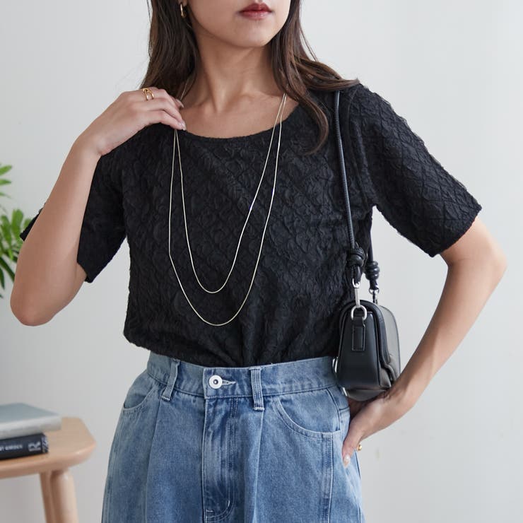 ブラック | 【EC】チュールふくれジャガードプルオーバー | NICE CLAUP / OLIVE des OLIVE OUTLET